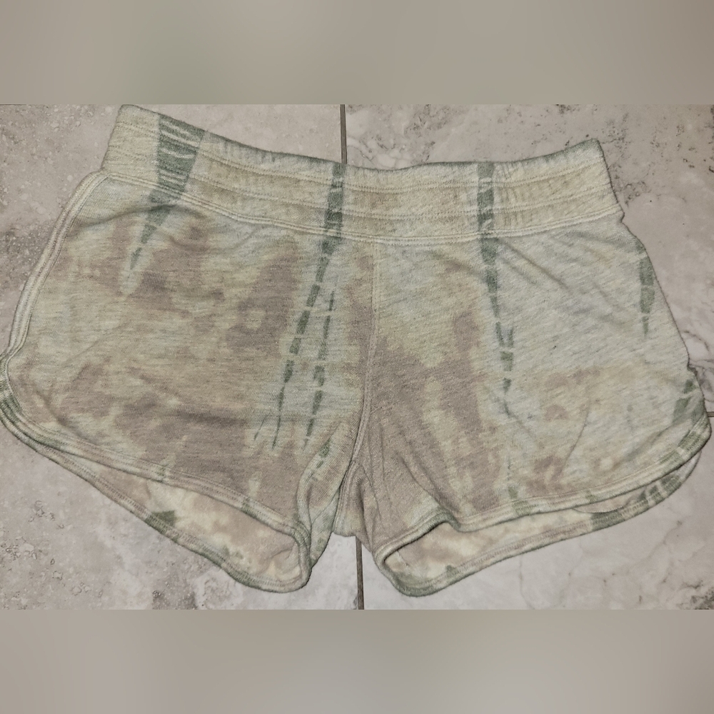 Hard Tail Beige and Olive Tie-Dye Workout Shorts